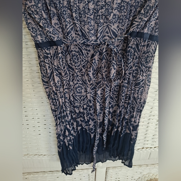 VTG Blouse Womens Blue/ Lt Pink Crinkle Boho Print Peasant Top Size Small - Picture 9 of 12